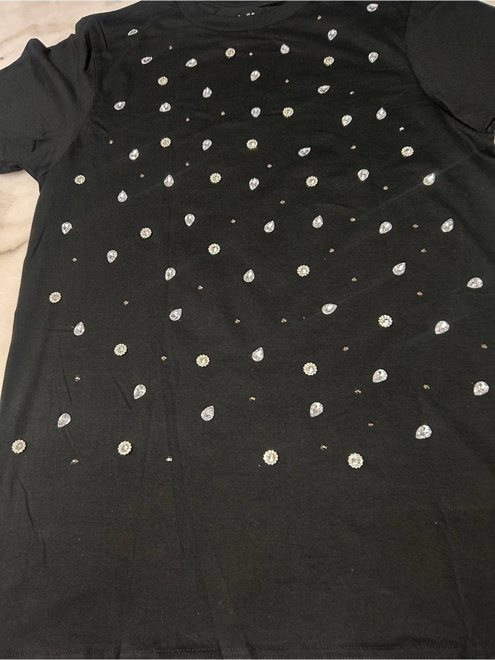 Goodfellow & Co Black Short Sleeve Tee with Rhinestone Accents